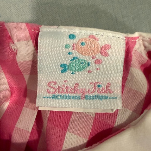 Stitchy Fish Pink Gingham Duck Dress | Size 2T - Picture 4 of 5